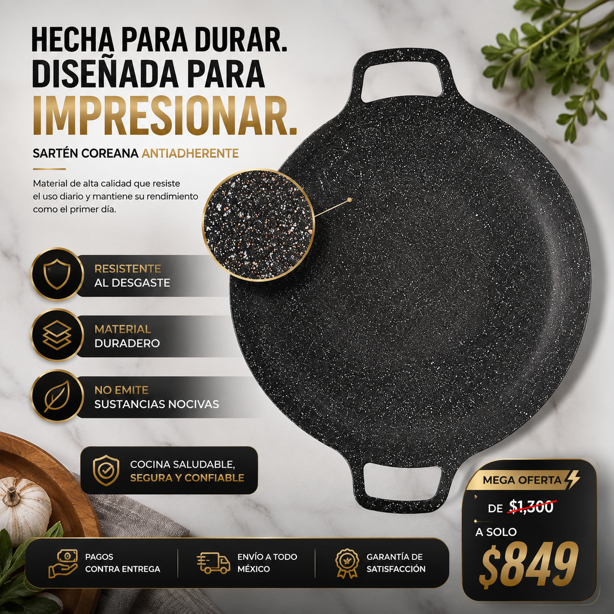 🔥 Sartén Coreana Multifunción Antiadherente – ¡Cocina Todo en Uno! 🍳✨