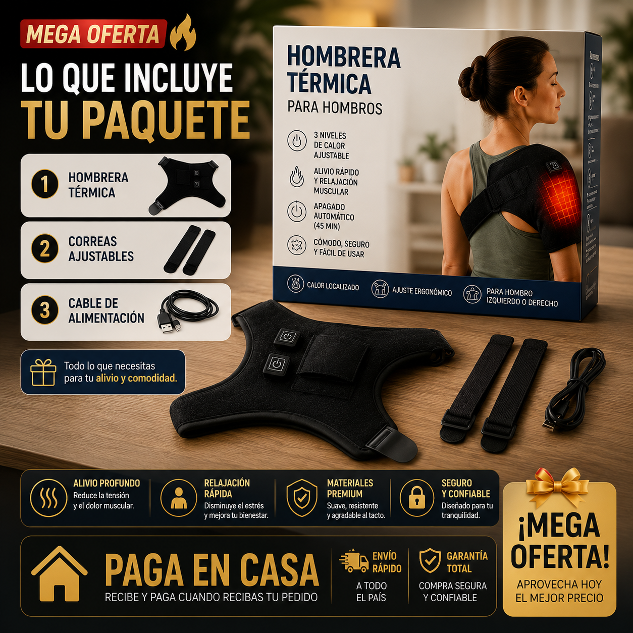 Hombrera Terapéutica con Calor – Soporte y Alivio del Dolor