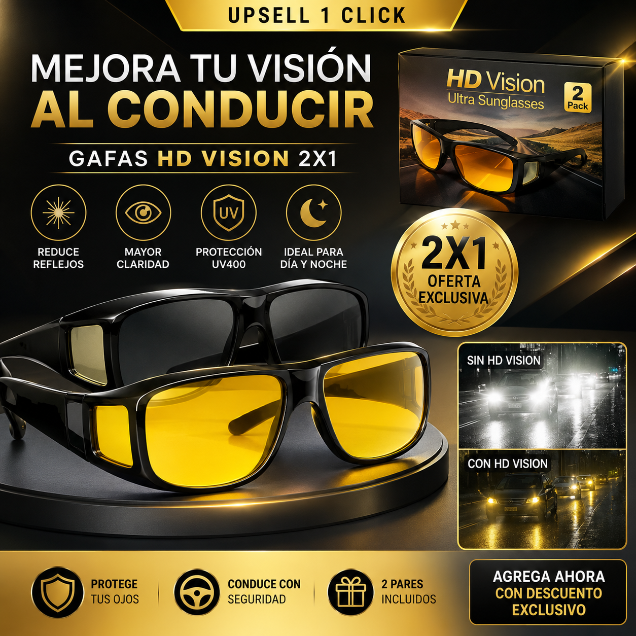 Gafas de conducción 2x1 HD VISION LENTES