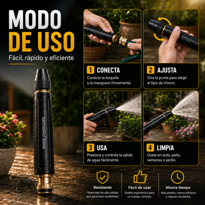 HydroForce Pro™ | Pistola de Agua de Alta Presión 4 en 1