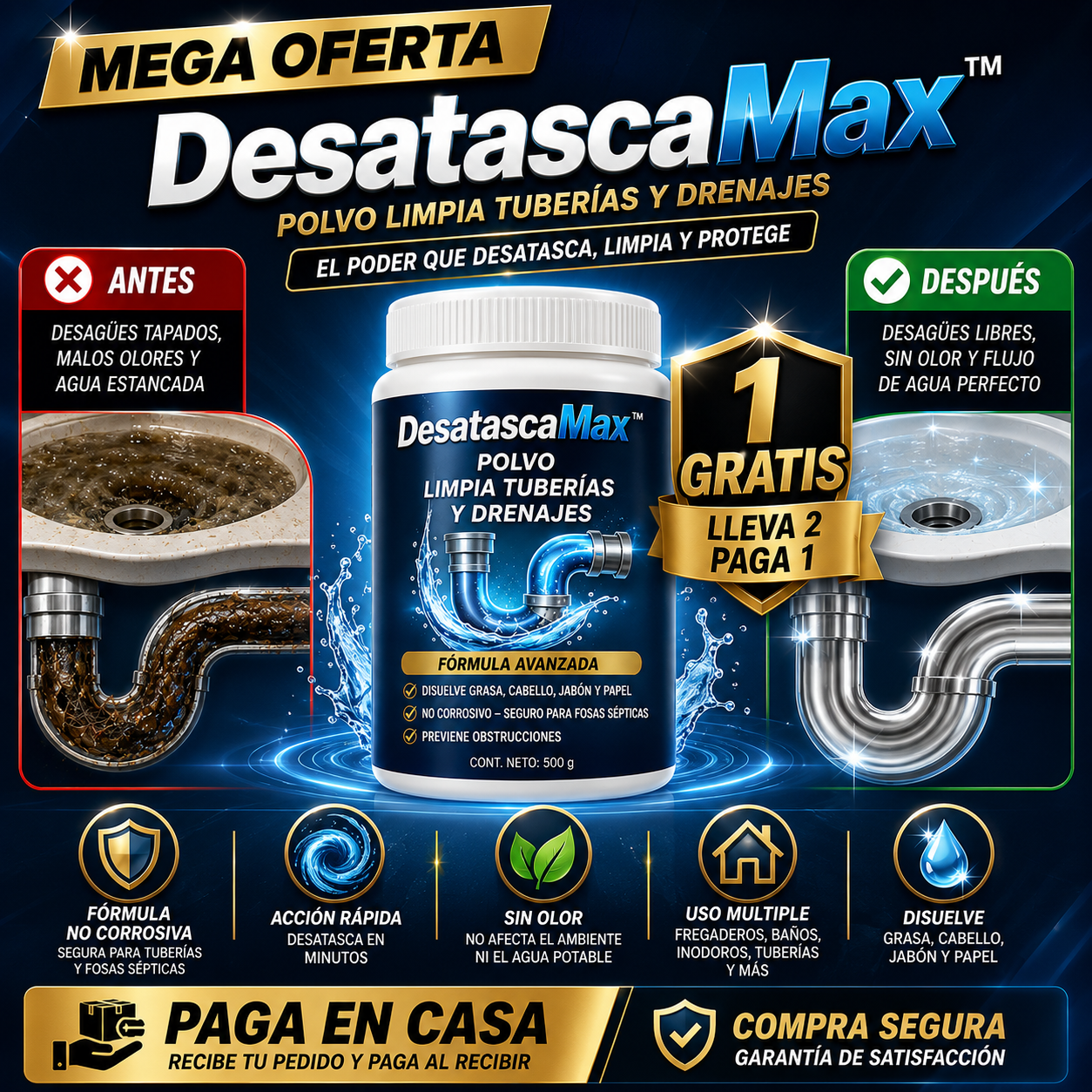 DesatascaMax™ Polvo Limpiador