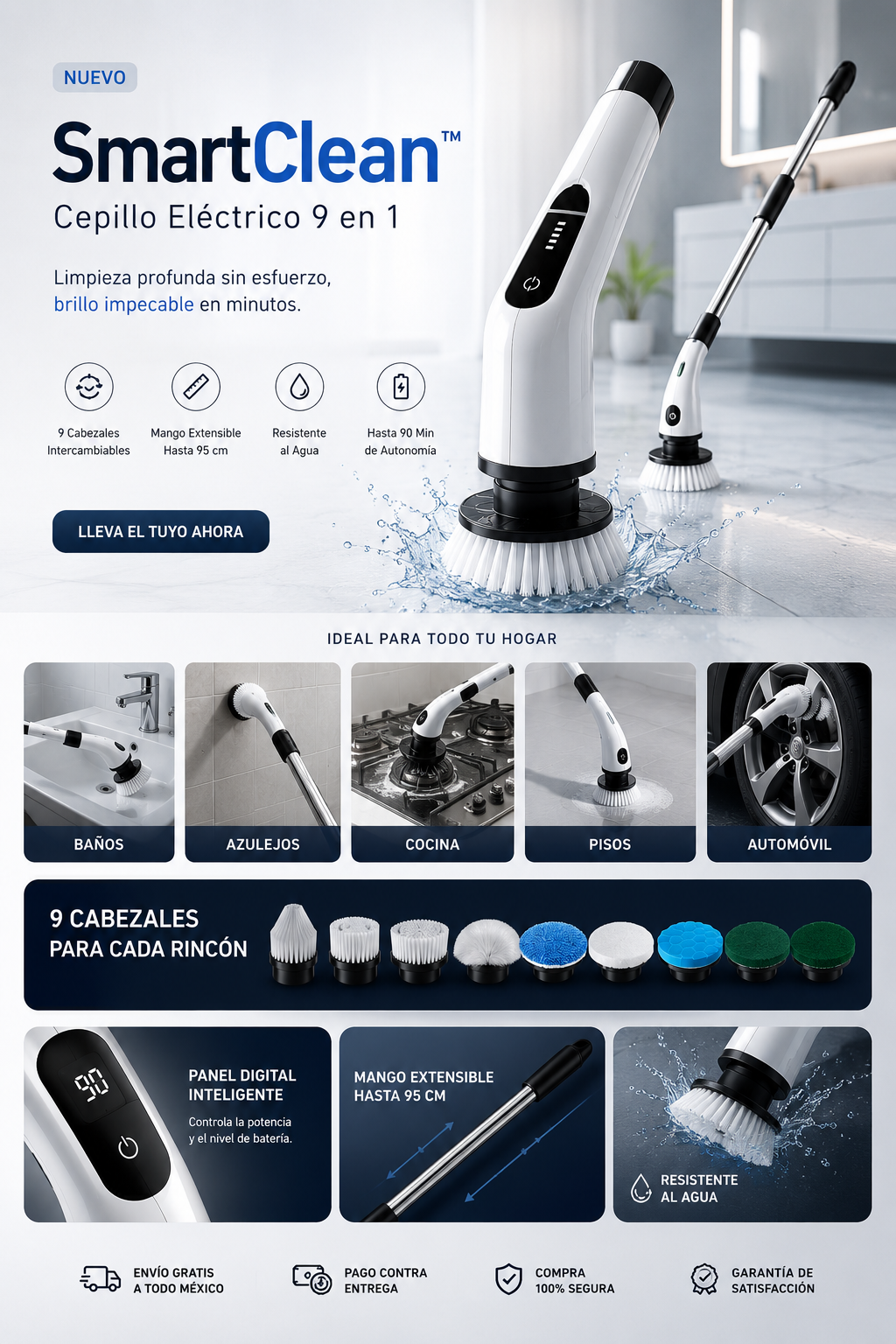 SmartClean™ Cepillo Eléctrico 9 en 1