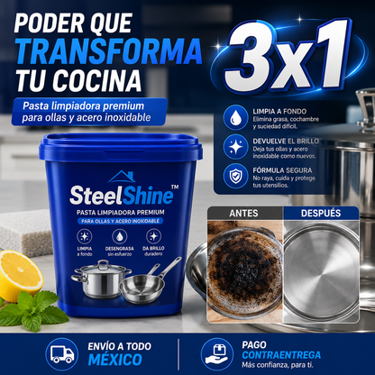 🏆 3X1 Pasta Limpiadora Premium para Ollas y Acero Inoxidable | SteelShine™
