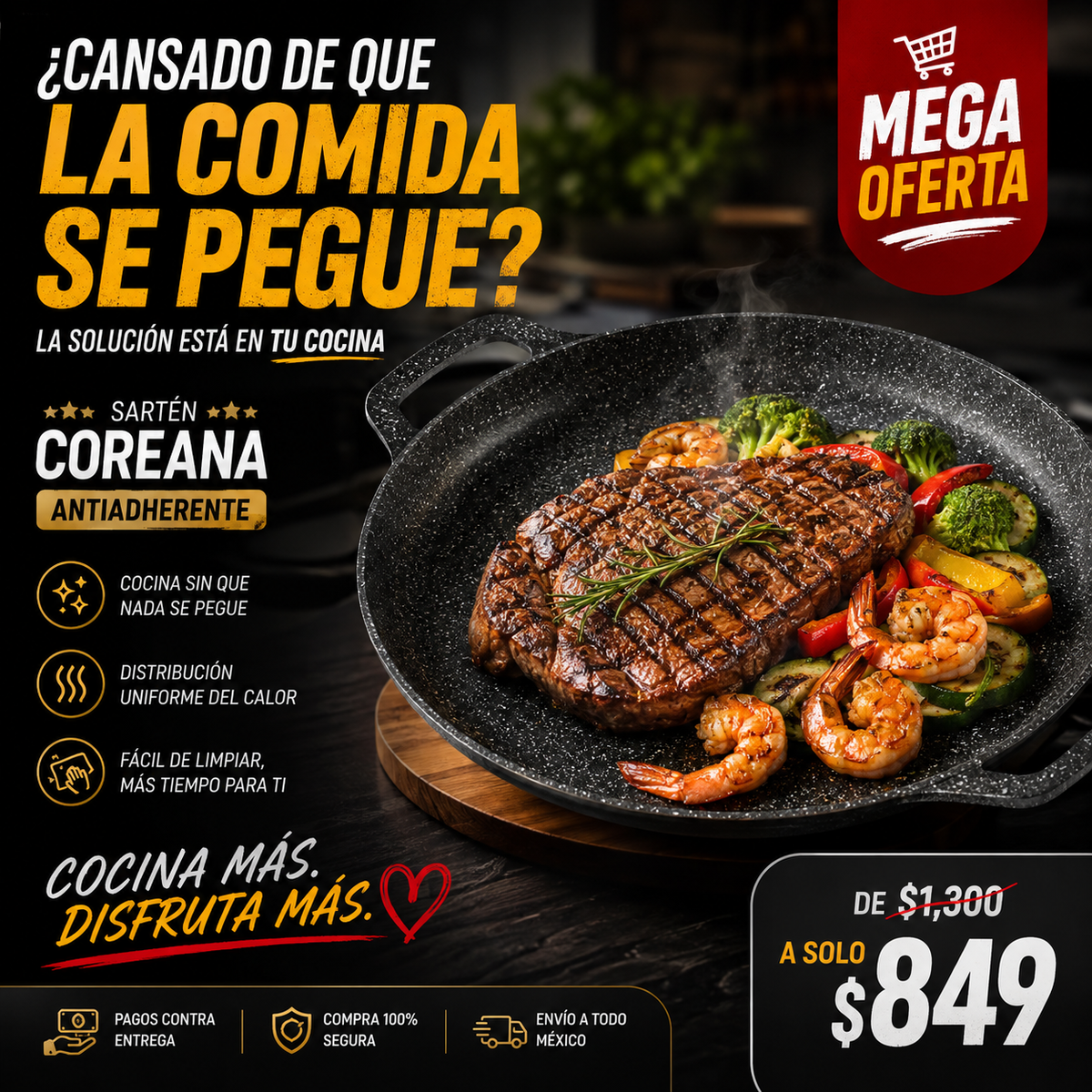 🔥 Sartén Coreana Multifunción Antiadherente – ¡Cocina Todo en Uno! 🍳✨