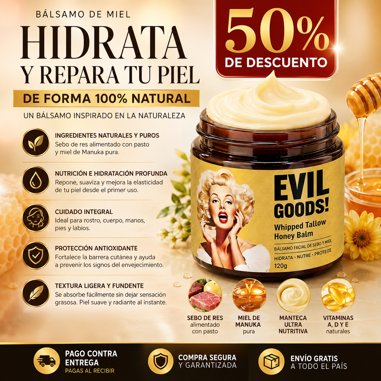 Tollew Evil Goods – Bálsamo Facial de Miel y Res 120g