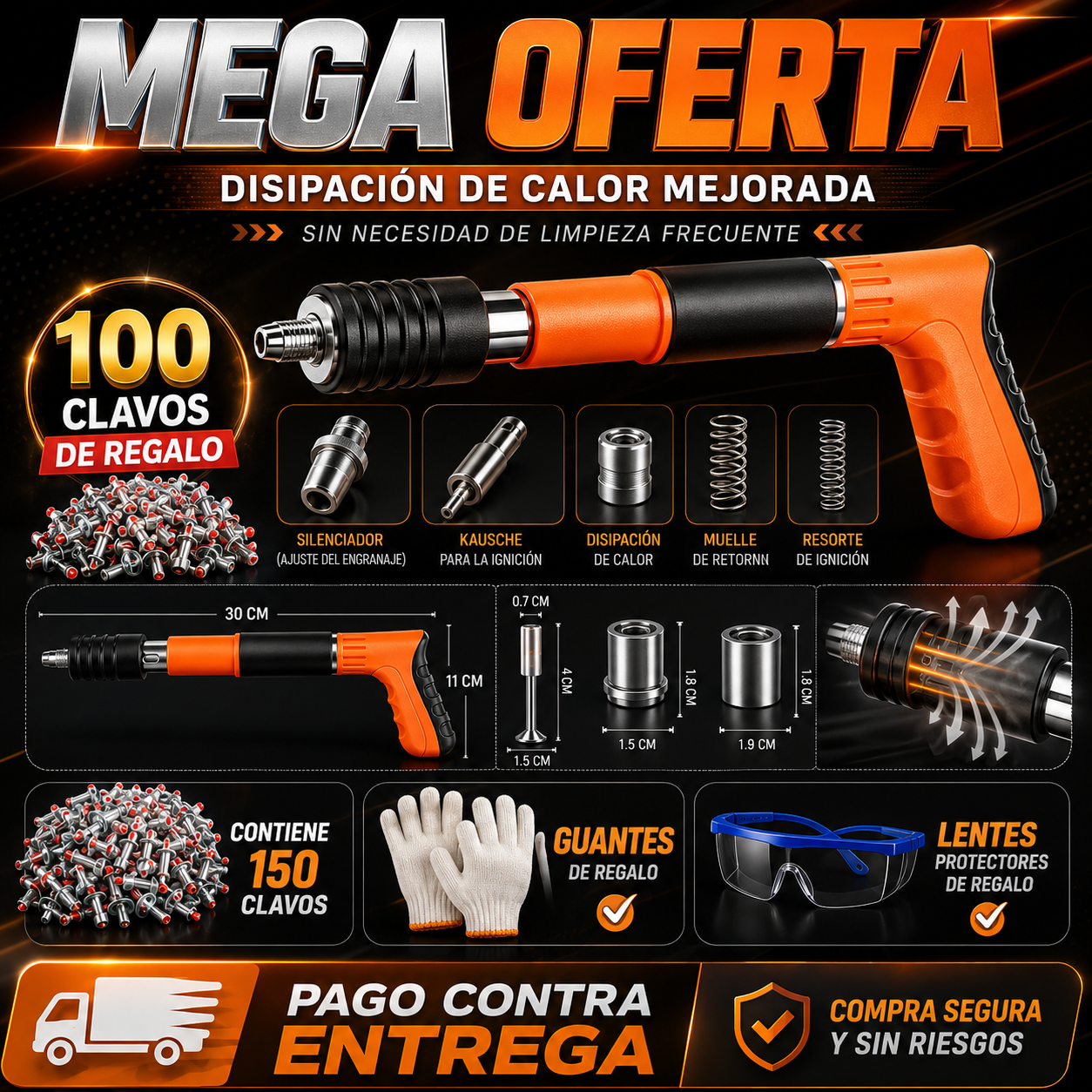 Pistola de Fijación MaxFix + 100 Clavos Gratis