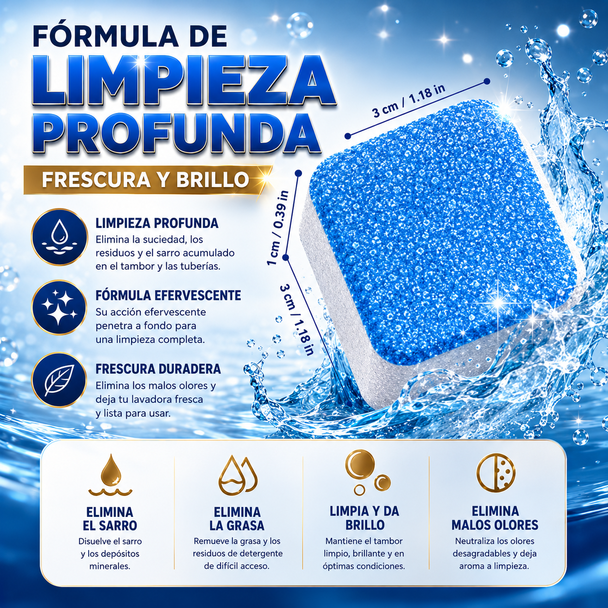 Kit Pastillas Limpieza Lavadora 12 Pcs 2x1 | Elimina Malos Olores