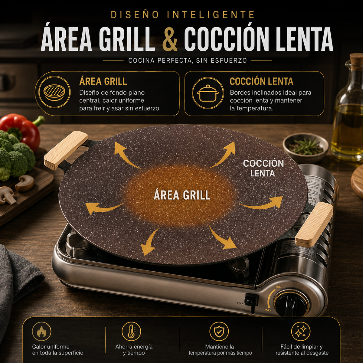 🔥 Sartén Coreana Multifunción Antiadherente – ¡Cocina Todo en Uno! 🍳✨