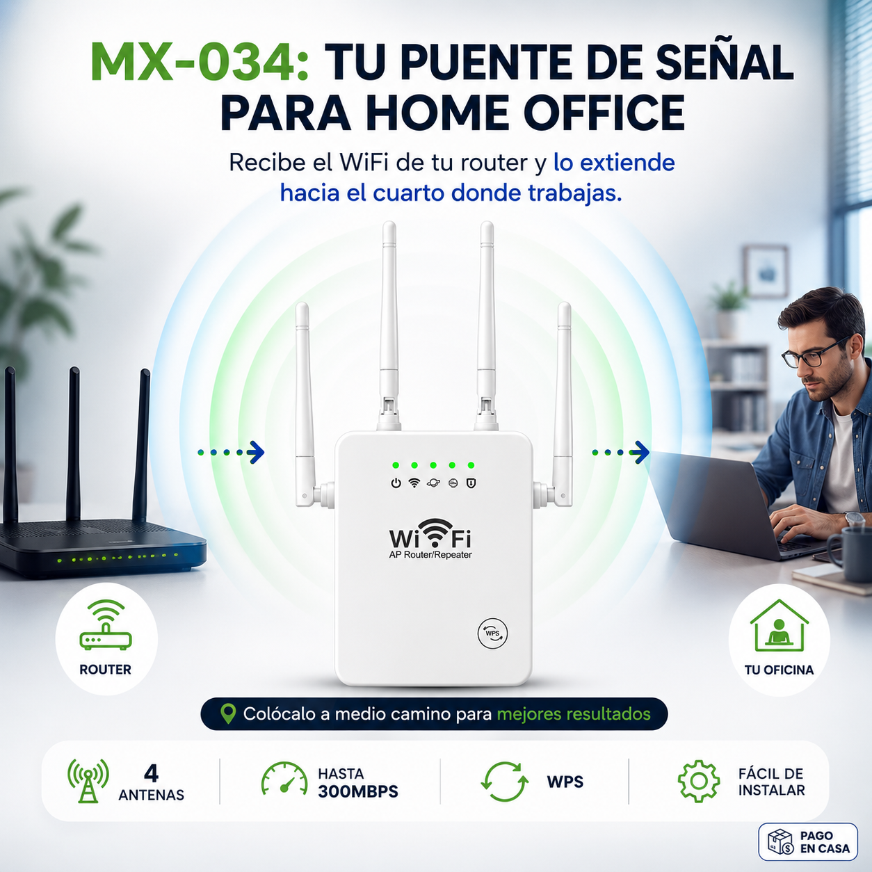 UltraLink Pro™ Extensor de Señal WiFi 300 Mbps