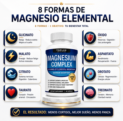 Toplux Magnesio Completo 8 en 1 – 90 Cápsulas ☑️