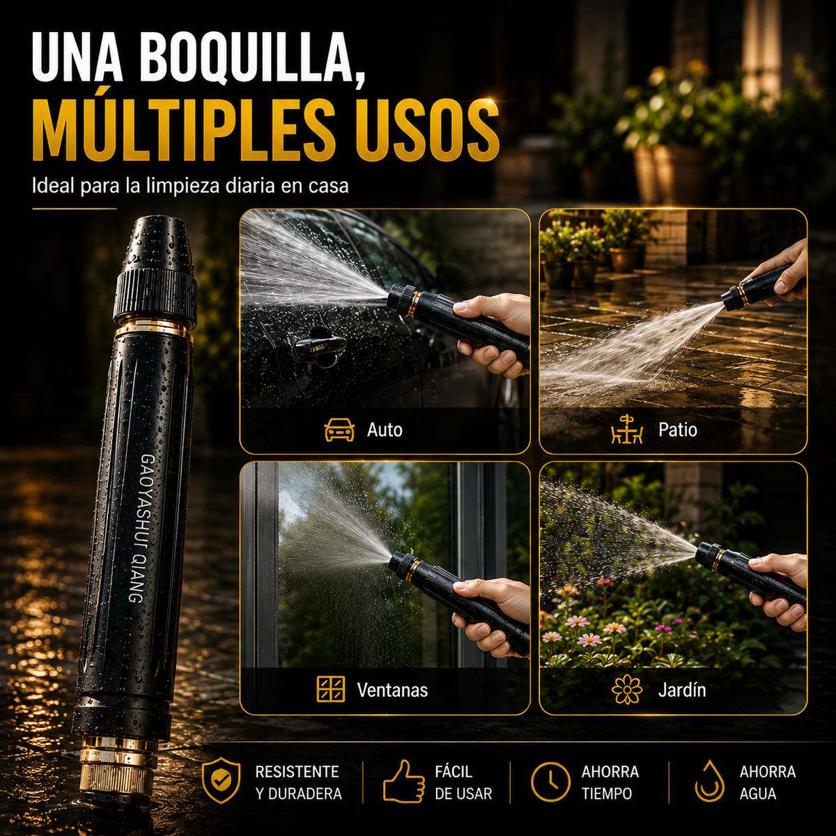 HydroForce Pro™ | Pistola de Agua de Alta Presión 4 en 1