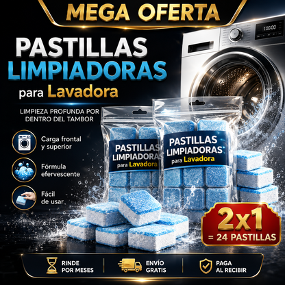 Kit Pastillas Limpieza Lavadora 12 Pcs 2x1 | Elimina Malos Olores