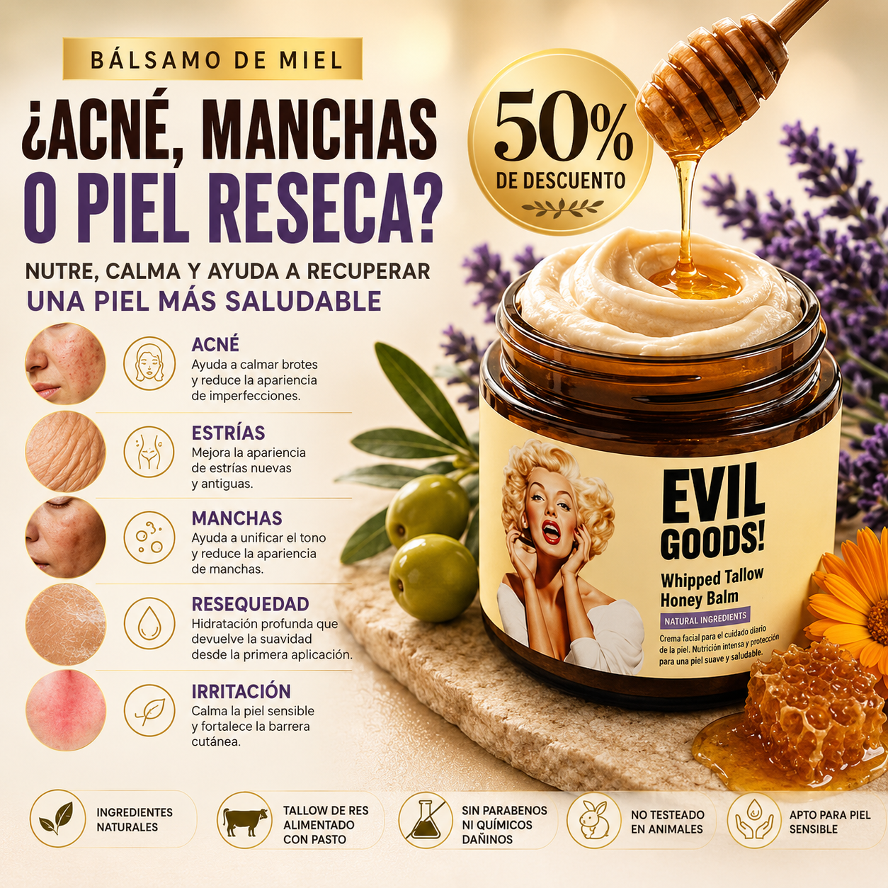 Tollew Evil Goods – Bálsamo Facial de Miel y Res 120g