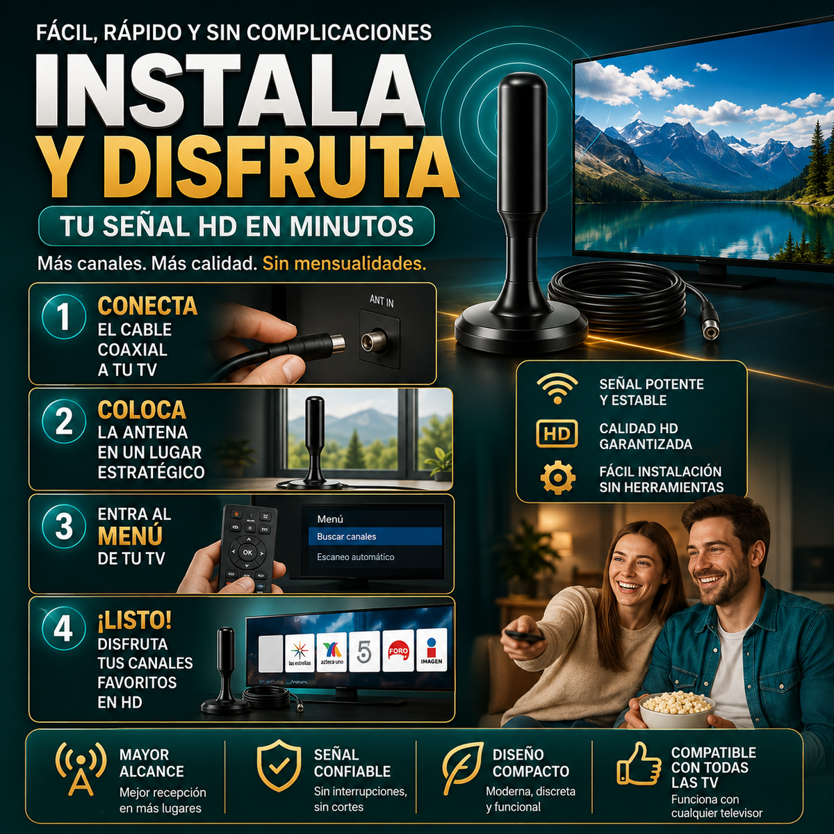 📺 Antena Digital Smart HD® – Canales Gratis en Alta Definición ⭐