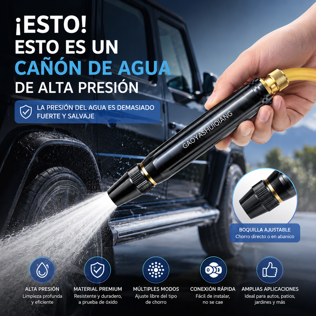 HydroForce Pro™ | Pistola de Agua de Alta Presión 4 en 1