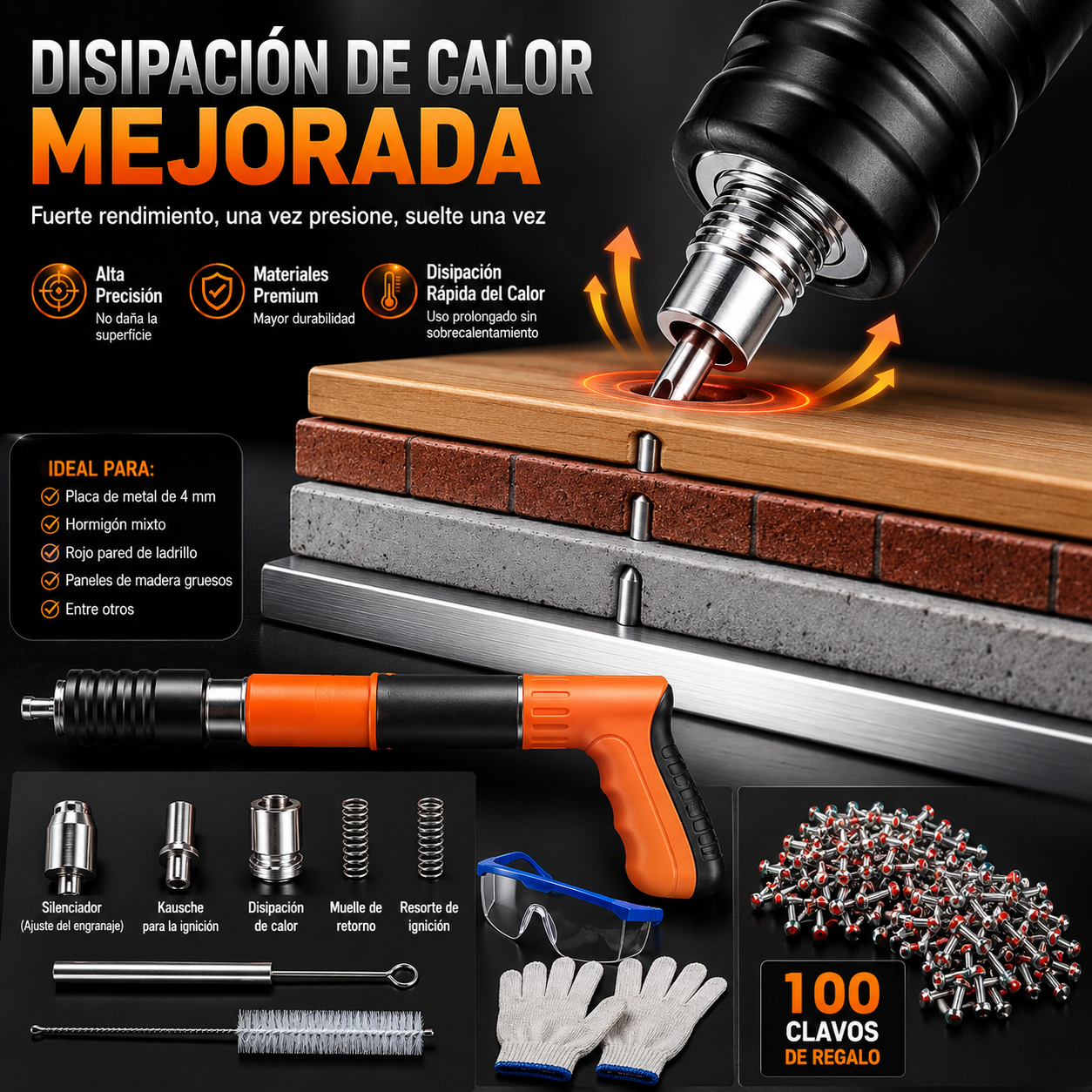 Pistola de Fijación MaxFix + 100 Clavos Gratis