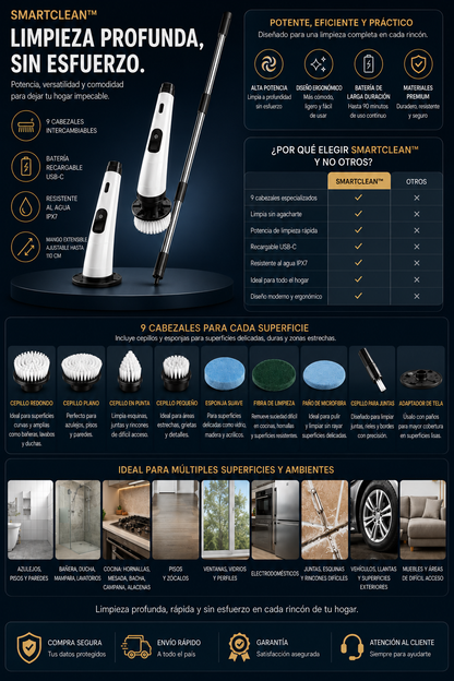 SmartClean™ Cepillo Eléctrico 9 en 1